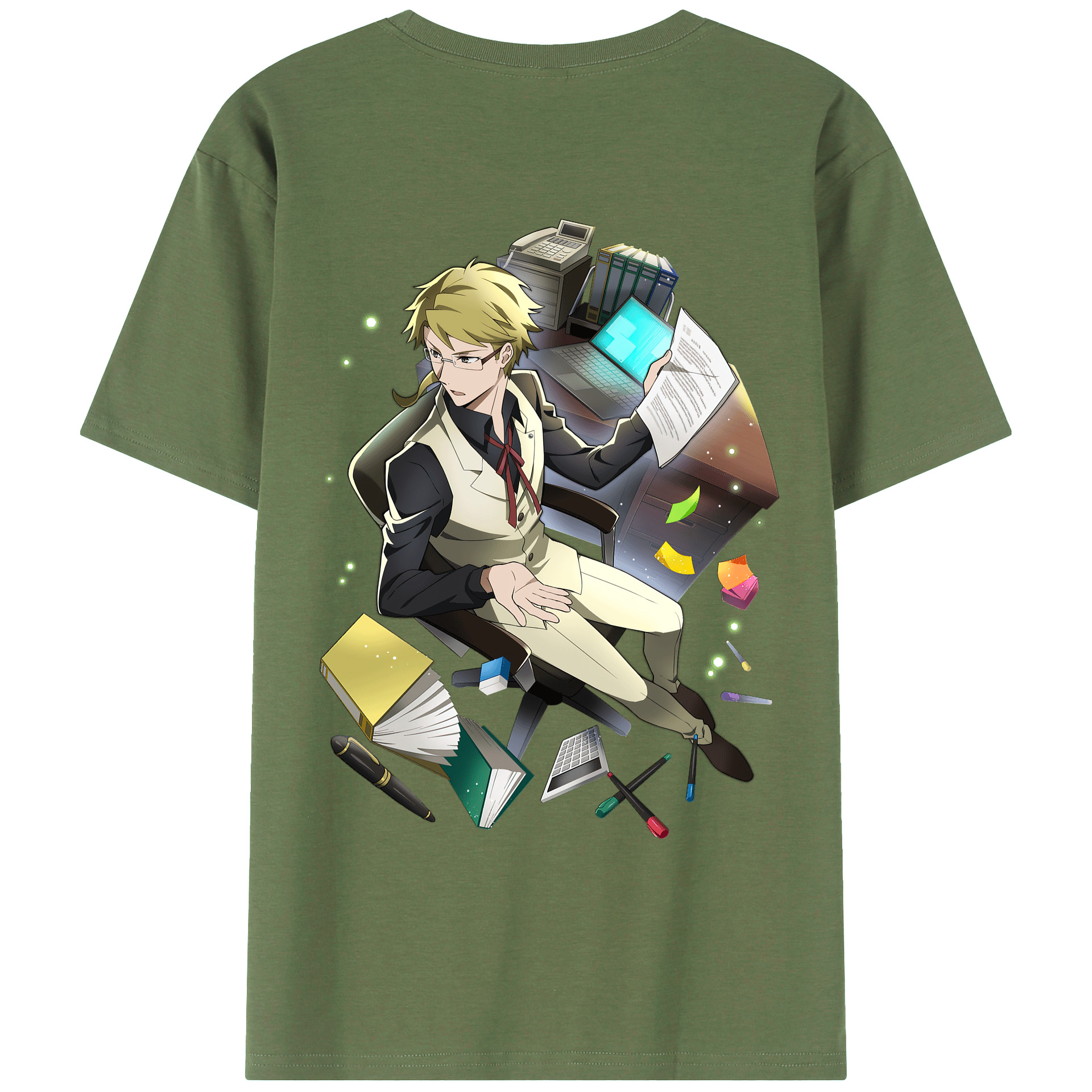 （画像用） 文豪ストレイドッグス Bungo Stray Dogs 綿100％ メンズ半袖Tシャツ（バックプリント） 通気性